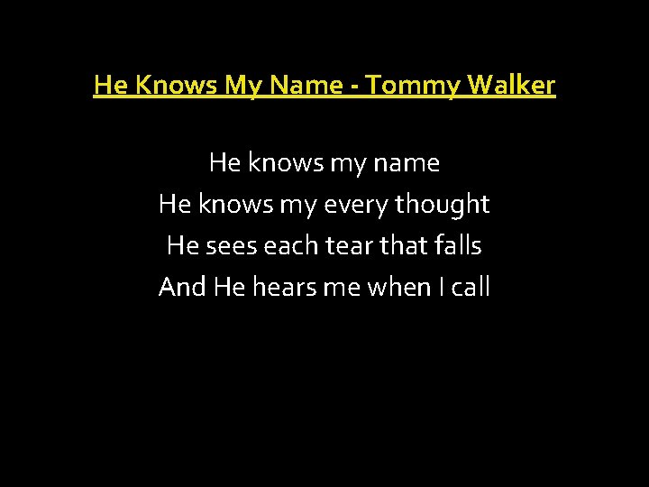 He Knows My Name - Tommy Walker He knows my name He knows my