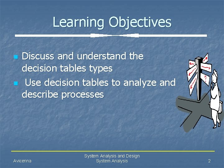 Learning Objectives n n Discuss and understand the decision tables types Use decision tables