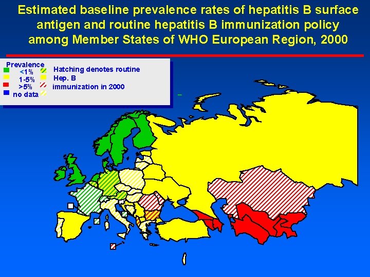 Estimated baseline prevalence rates of hepatitis B surface antigen and routine hepatitis B immunization