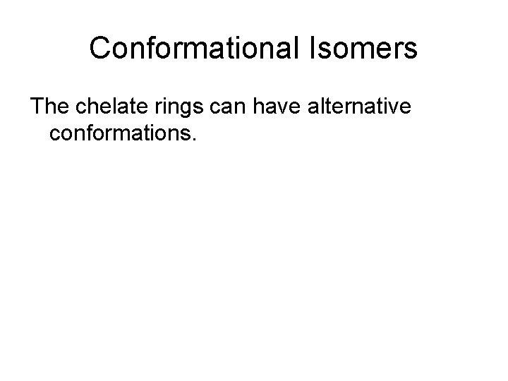 Conformational Isomers The chelate rings can have alternative conformations. 