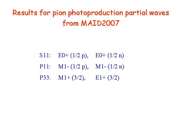 Results for pion photoproduction partial waves from MAID 2007 S 11: E 0+ (1/2