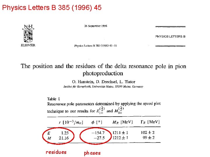 Physics Letters B 385 (1996) 45 residues phases 