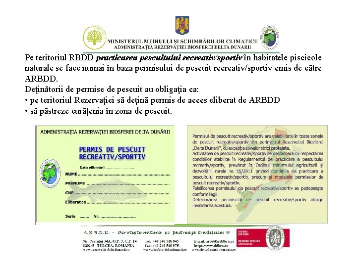 Pe teritoriul RBDD practicarea pescuitului recreativ/sportiv în habitatele piscicole naturale se face numai în Pe teritoriul RBDD practicarea pescuitului recreativ/sportiv în habitatele piscicole naturale se face numai în