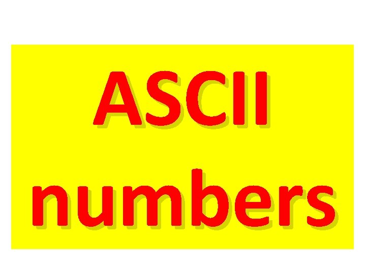 ASCII numbers 