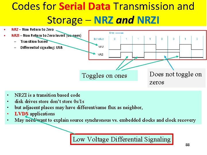 Codes for Serial Data Transmission and Storage – NRZ and NRZI • • NRZ