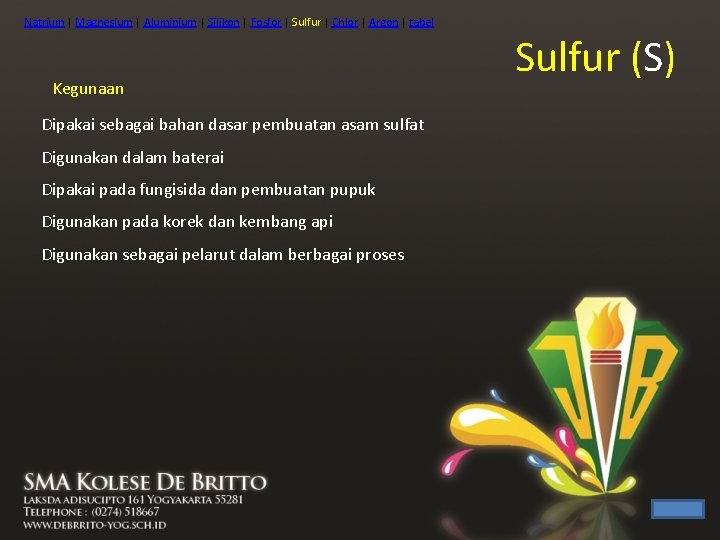 Natrium | Magnesium | Aluminium | Silikon | Fosfor | Sulfur | Chlor |