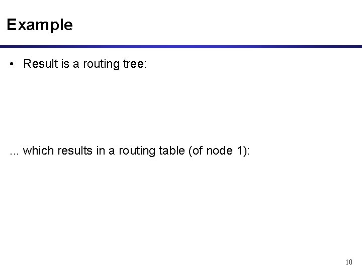 Example • Result is a routing tree: . . . which results in a Example • Result is a routing tree: . . . which results in a