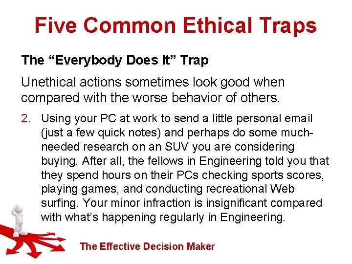 Five Common Ethical Traps The “Everybody Does It” Trap Unethical actions sometimes look good