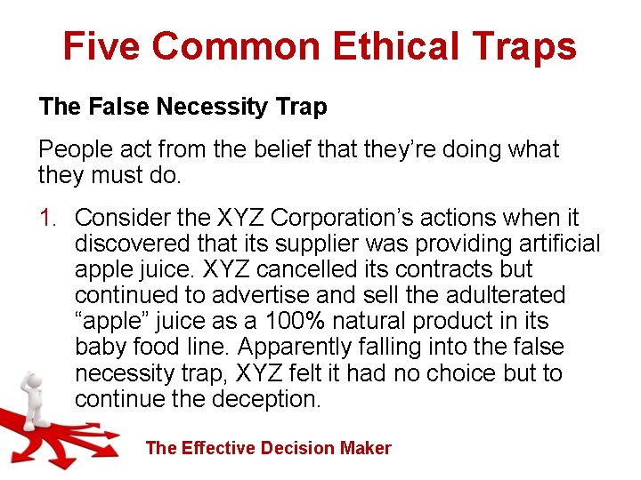 Five Common Ethical Traps The False Necessity Trap People act from the belief that