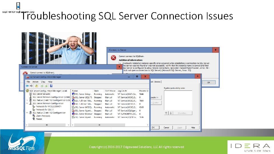 Troubleshooting SQL Server Connection Issues Copyright (c) 2006 -2017 Edgewood Solutions, LLC All rights
