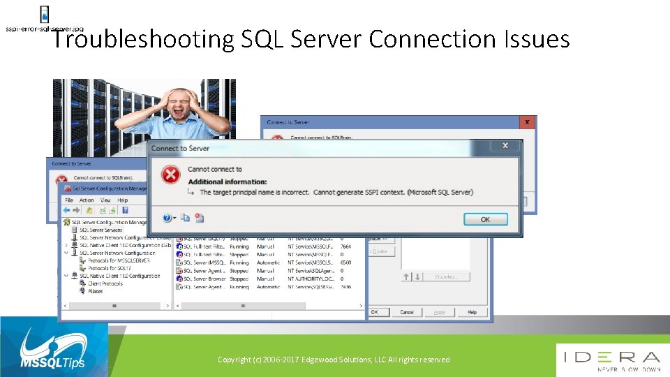 Troubleshooting SQL Server Connection Issues Copyright (c) 2006 -2017 Edgewood Solutions, LLC All rights