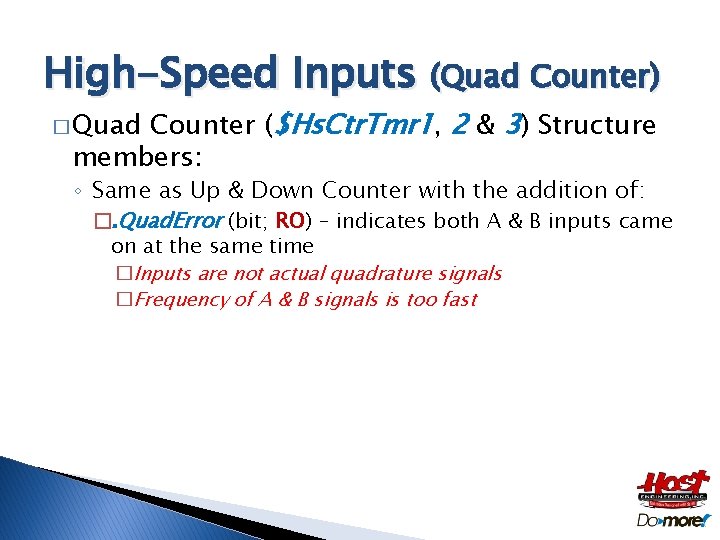 High-Speed Inputs (Quad Counter) Counter ($Hs. Ctr. Tmr 1, 2 & 3) Structure members: