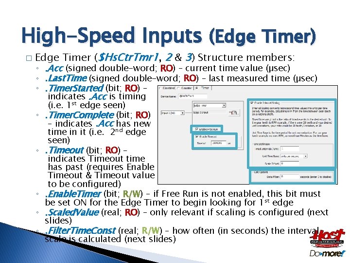 High-Speed Inputs (Edge Timer) � Edge Timer ($Hs. Ctr. Tmr 1, 2 & 3)