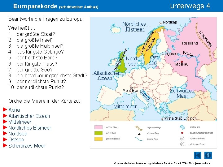 unterwegs 4 Europarekorde (schrittweiser Aufbau) Beantworte die Fragen zu Europa: Sk an d Ha