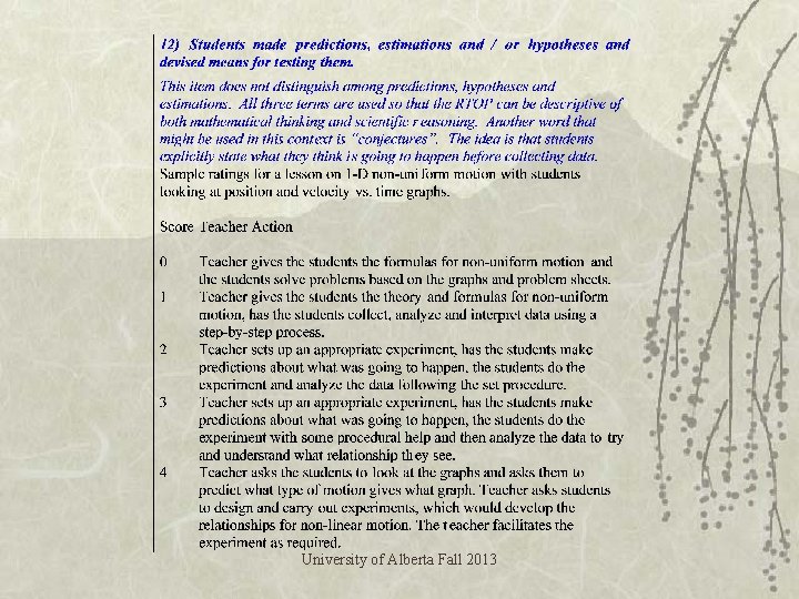 University of Alberta Fall 2013 