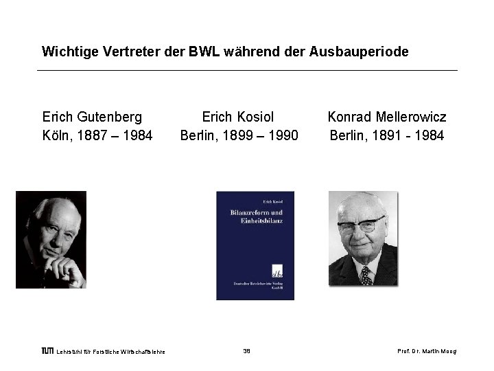 Wichtige Vertreter der BWL während der Ausbauperiode Erich Gutenberg Erich Kosiol Konrad Mellerowicz Köln,