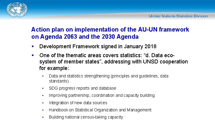 Action plan on implementation of the AU-UN framework on Agenda 2063 and the 2030