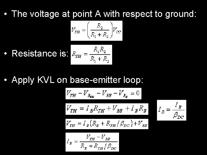  • The voltage at point A with respect to ground: • Resistance is: