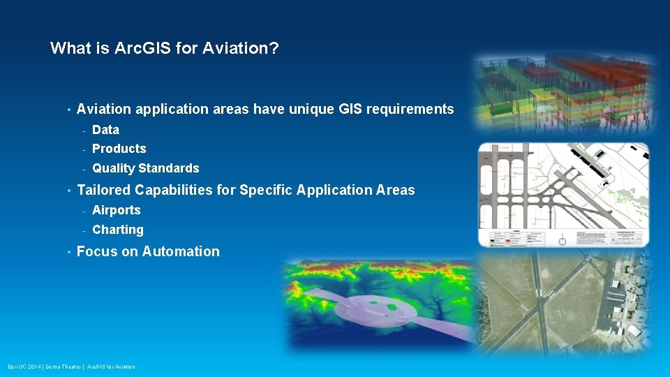 What is Arc. GIS for Aviation? • • • Aviation application areas have unique