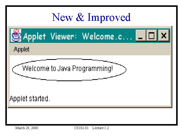 New & Improved March 29, 2000 CS 102 -01 Lecture 1. 2 New & Improved March 29, 2000 CS 102 -01 Lecture 1. 2