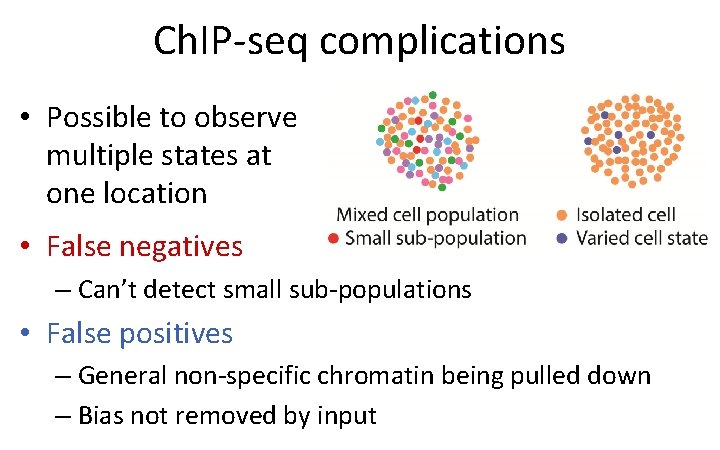 Ch. IP-seq complications • Possible to observe multiple states at one location • False