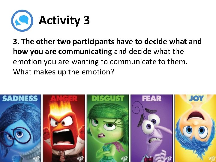 Activity 3 3. The other two participants have to decide what and how you