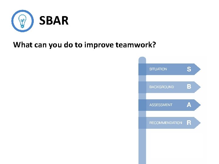 SBAR What can you do to improve teamwork? 