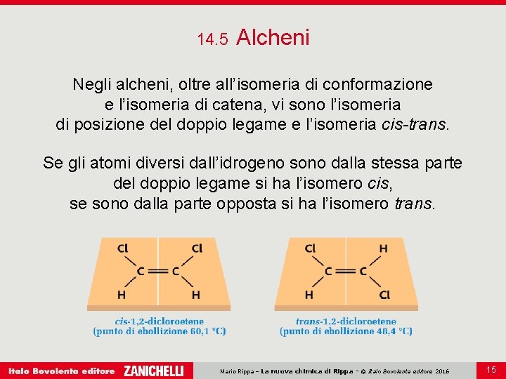 14. 5 Alcheni Negli alcheni, oltre all’isomeria di conformazione e l’isomeria di catena, vi 14. 5 Alcheni Negli alcheni, oltre all’isomeria di conformazione e l’isomeria di catena, vi