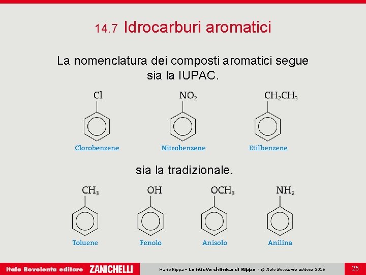 14. 7 Idrocarburi aromatici La nomenclatura dei composti aromatici segue sia la IUPAC. sia 14. 7 Idrocarburi aromatici La nomenclatura dei composti aromatici segue sia la IUPAC. sia
