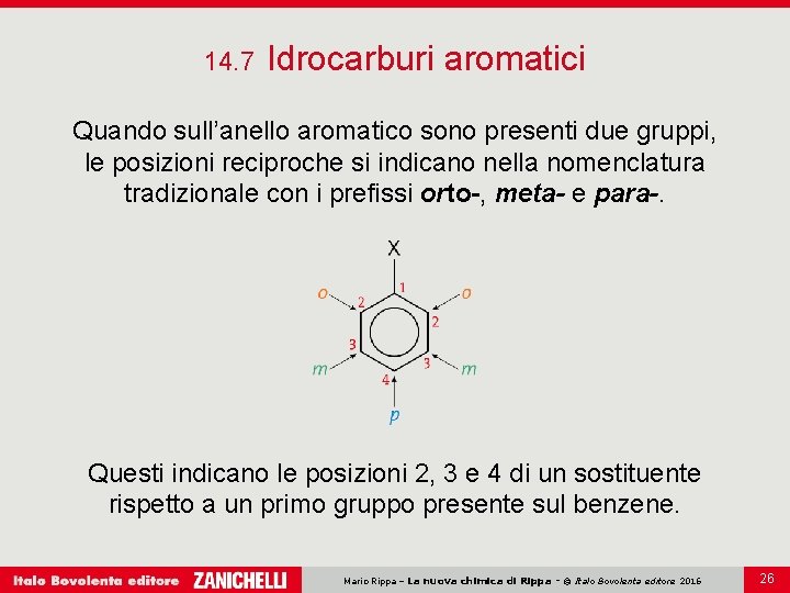 14. 7 Idrocarburi aromatici Quando sull’anello aromatico sono presenti due gruppi, le posizioni reciproche 14. 7 Idrocarburi aromatici Quando sull’anello aromatico sono presenti due gruppi, le posizioni reciproche