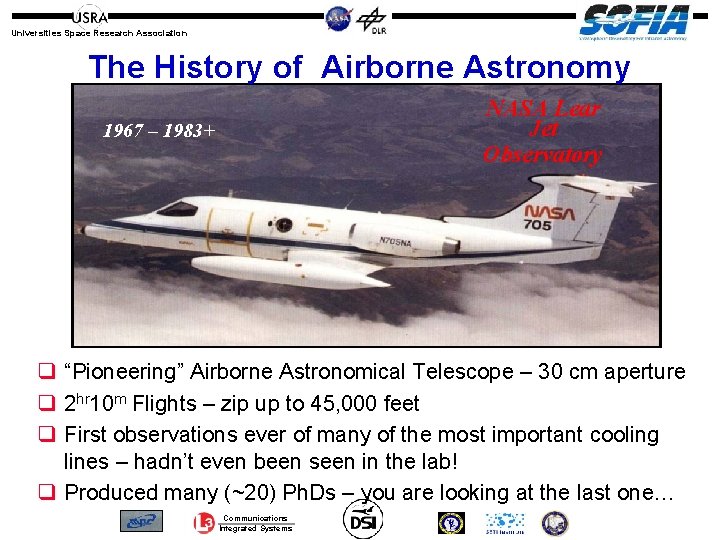 Universities Space Research Association The History of Airborne Astronomy NASA Lear Jet Observatory 1967