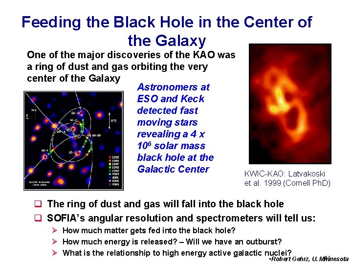 Feeding the Black Hole in the Center of the Galaxy One of the major