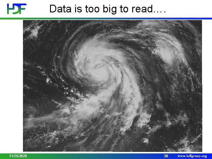 Data is too big to read…. 11/25/2020 30 