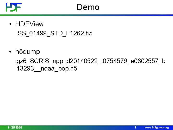 Demo • HDFView SS_01499_STD_F 1262. h 5 • h 5 dump gz 6_SCRIS_npp_d 20140522_t