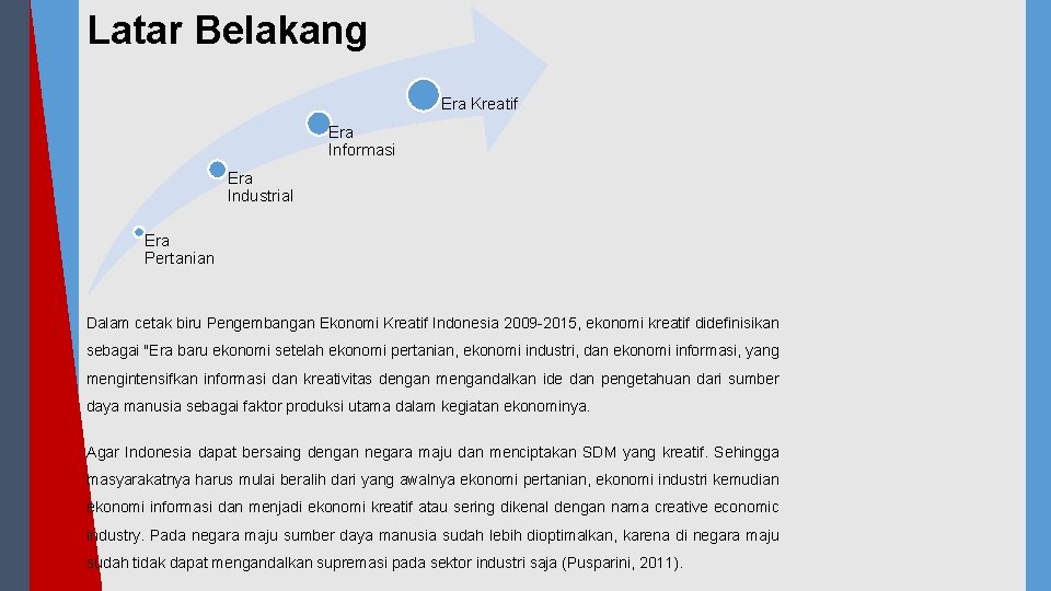 Latar Belakang Era Kreatif Era Informasi Era Industrial Era Pertanian Dalam cetak biru Pengembangan