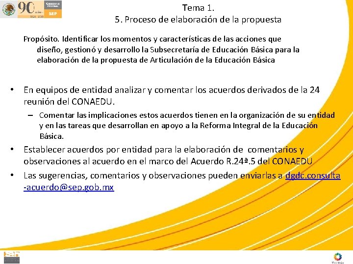 Tema 1. 5. Proceso de elaboración de la propuesta Propósito. Identificar los momentos y