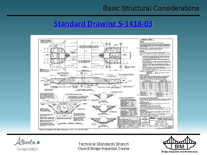 Basic Structural Considerations Standard Drawing S-1418 -03 S Technical Standards Branch Class B Bridge