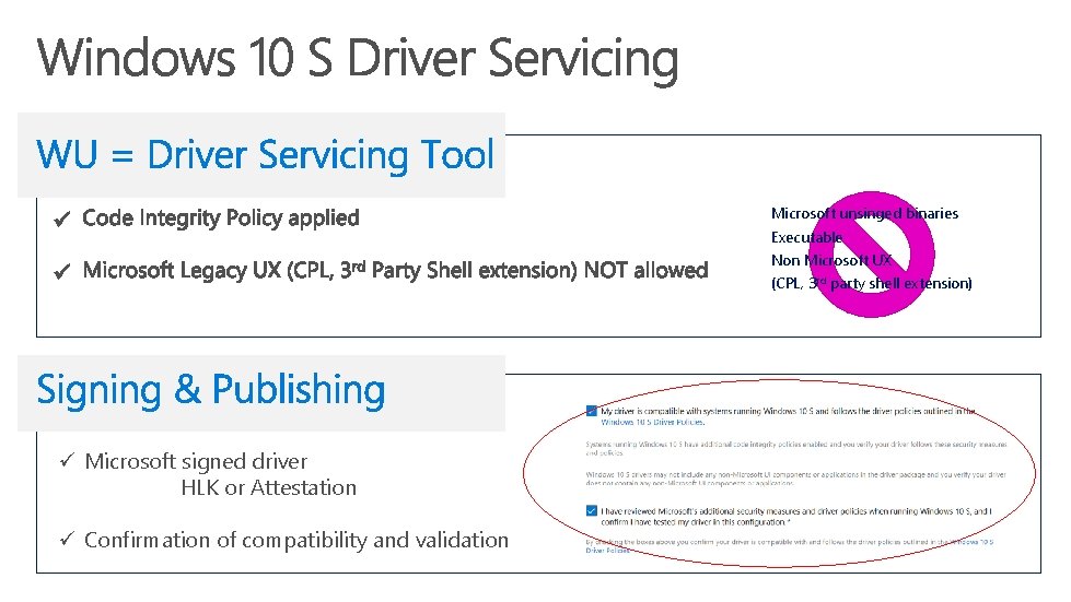  Microsoft unsinged binaries Executable Non Microsoft UX (CPL, 3 rd party shell extension)