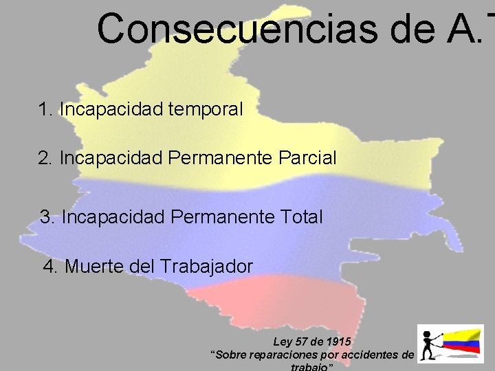 Consecuencias de A. T 1. Incapacidad temporal 2. Incapacidad Permanente Parcial 3. Incapacidad Permanente