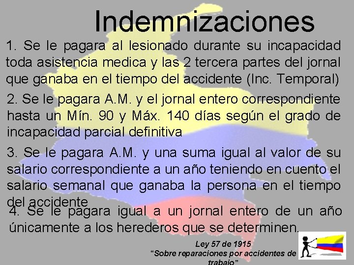 Indemnizaciones 1. Se le pagara al lesionado durante su incapacidad toda asistencia medica y