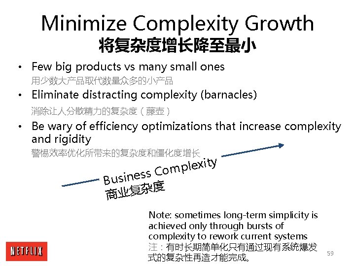 Minimize Complexity Growth 将复杂度增长降至最小 • Few big products vs many small ones 用少数大产品取代数量众多的小产品 •