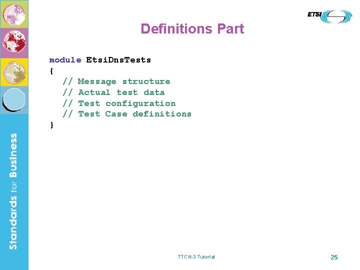 Definitions Part module Etsi. Dns. Tests { // Message structure // Actual test data