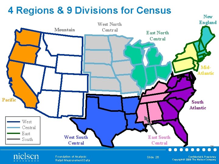 4 Regions & 9 Divisions for Census Mountain West North Central New England East