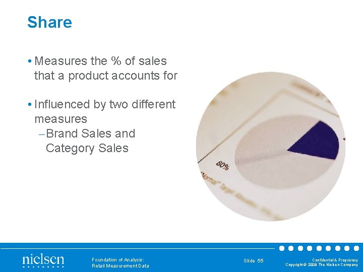 Share • Measures the % of sales that a product accounts for • Influenced