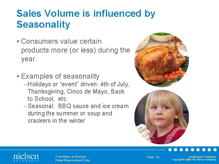 Sales Volume is influenced by Seasonality • Consumers value certain products more (or less)