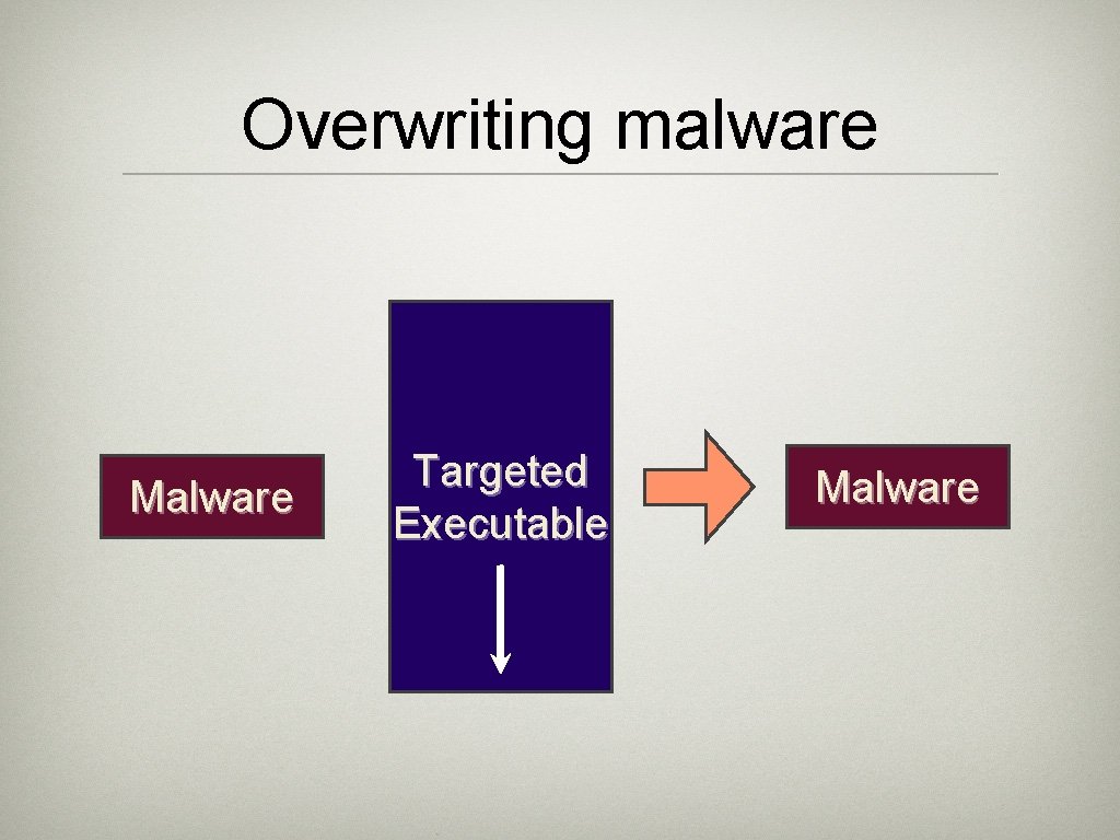 Overwriting malware Malware Targeted Executable Malware 