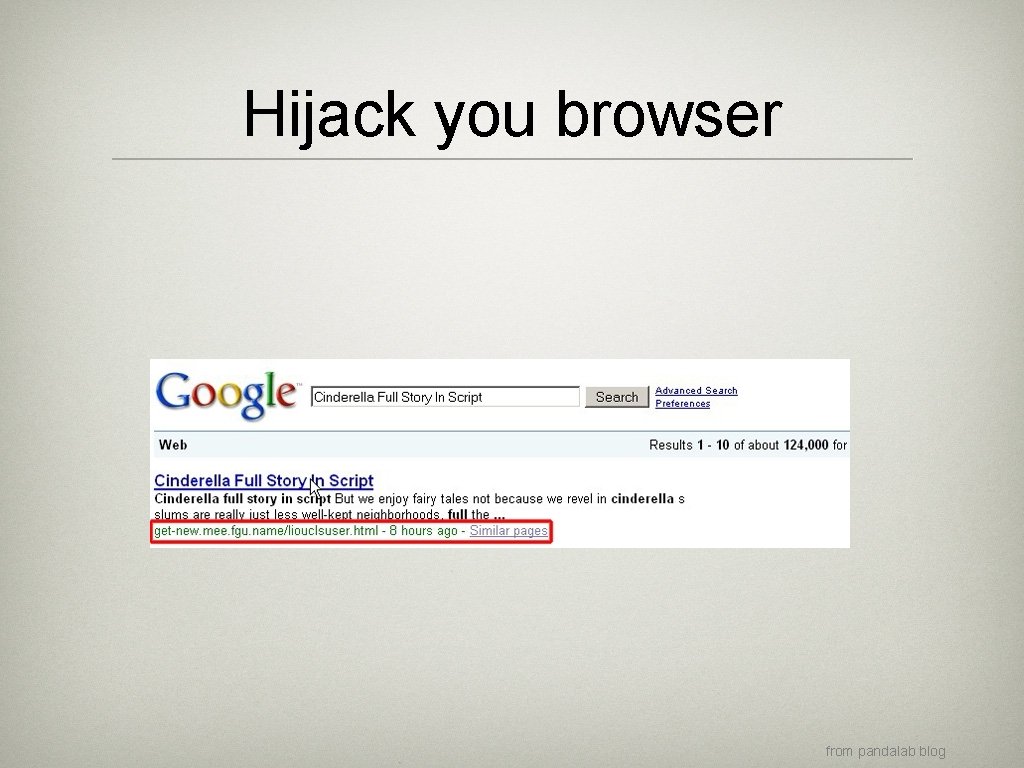 Hijack you browser from pandalab blog 