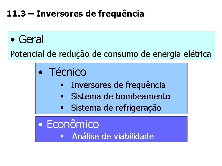 11. 3 – Inversores de frequência • Geral Potencial de redução de consumo de