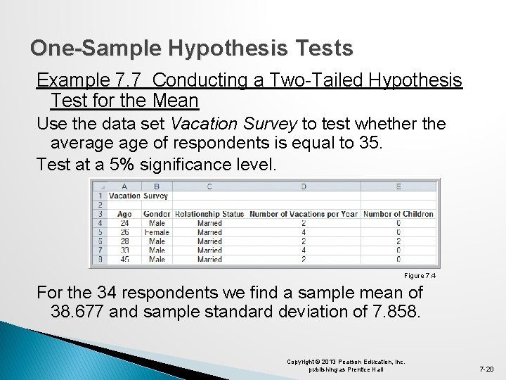 One-Sample Hypothesis Tests Example 7. 7 Conducting a Two-Tailed Hypothesis Test for the Mean