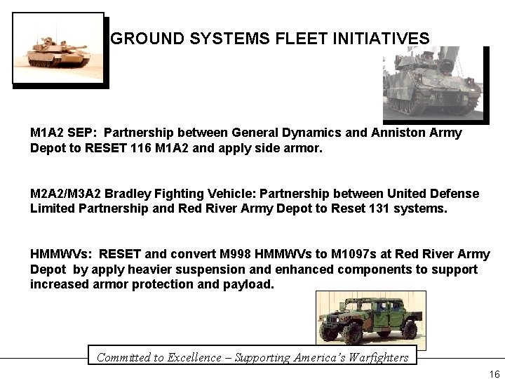 GROUND SYSTEMS FLEET INITIATIVES M 1 A 2 SEP: Partnership between General Dynamics and